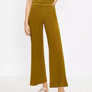 NWT Loft Pull On Wide Leg Crop Pants In Rib Knit